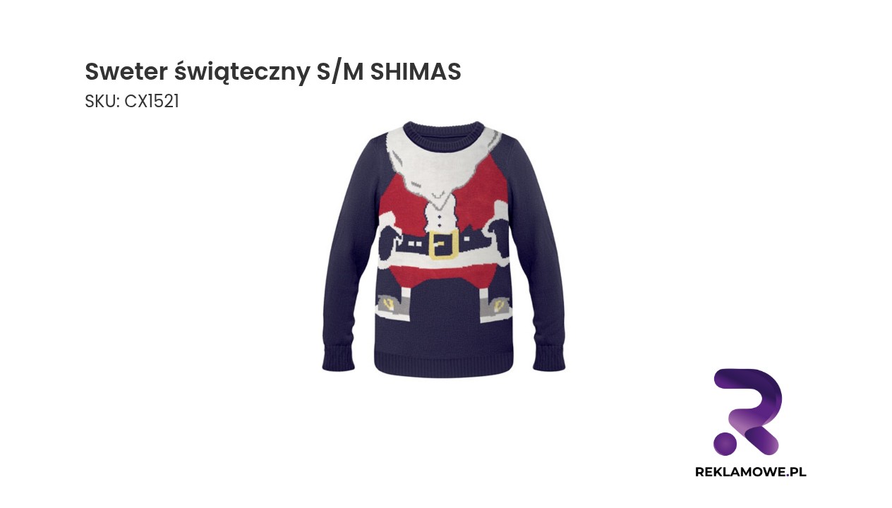 Sweter świąteczny S/M SHIMAS w czerwieni z wzorami świątecznymi