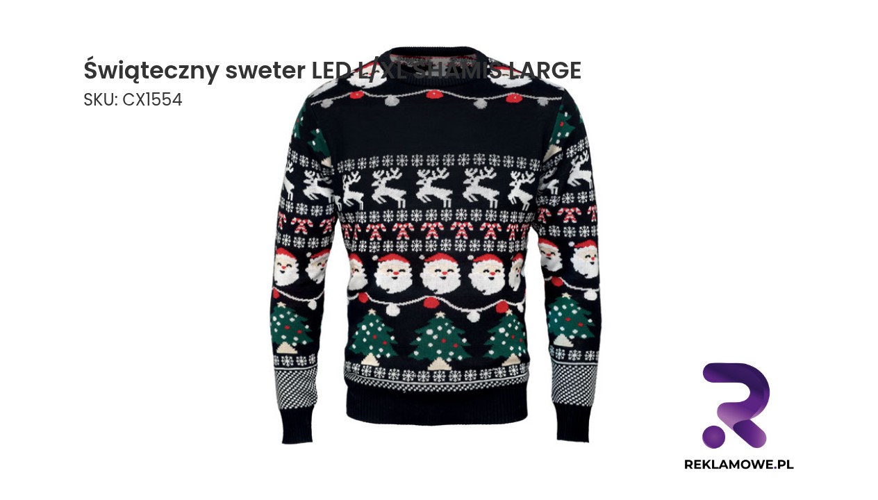 świąteczny sweter LED rozmiar L/XL marki SHAMIS