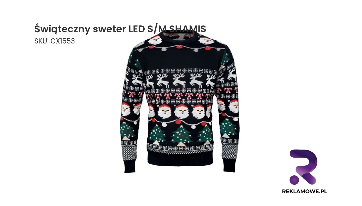 Świąteczny sweter LED S/M SHAMIS Świąteczny sweter LED S/M SHAMIS – sweter świąteczny z podświetleniem LED
